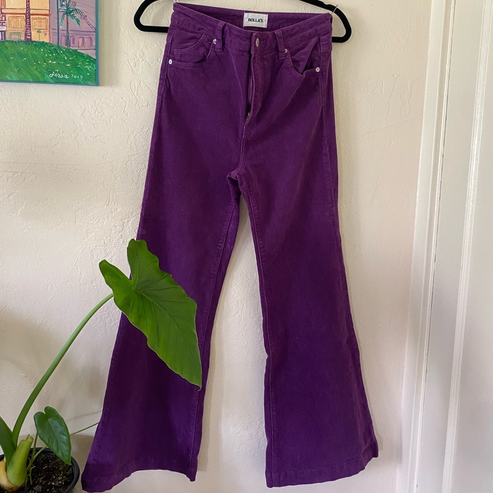 Rolla's East Coast Flare Pants Cord Jeans Purple. Worn once